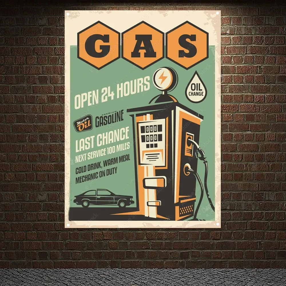 Gas Station OPEN 24 HOURS Vint - Auto Repair Shop Banners recensie en prijs