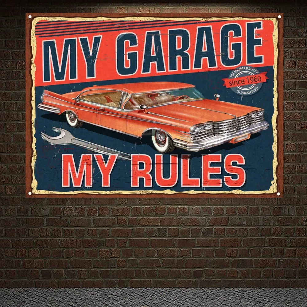 MY GARAGE MY RULES Vintage CAR - Auto Repair Shop Banners recensie en prijs