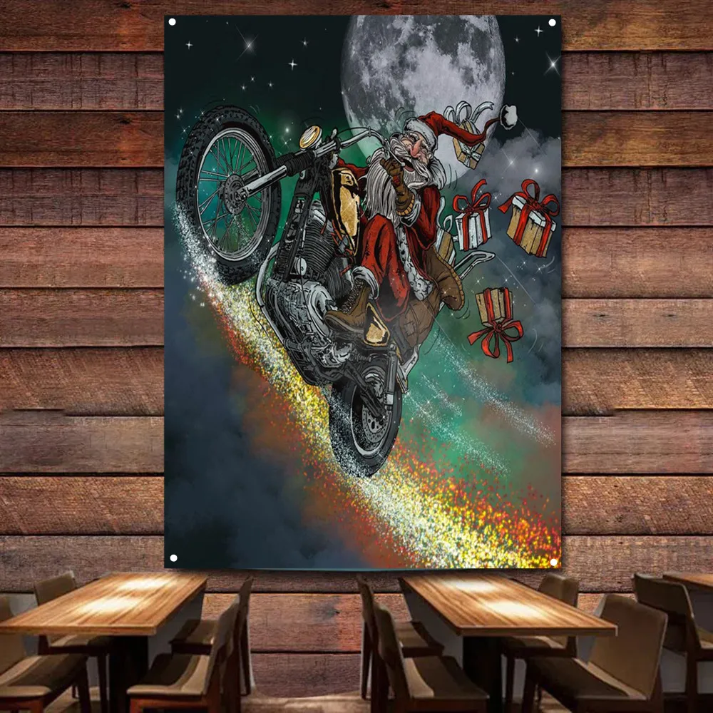 Santa Claus riding a motorcycl - Auto Repair Shop Banners recensie en prijs