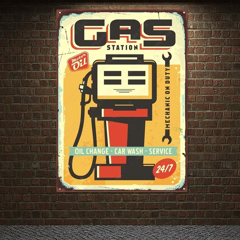 GAS STATION Vintage CAR WASH - - Auto Repair Shop Banners recensie en prijs