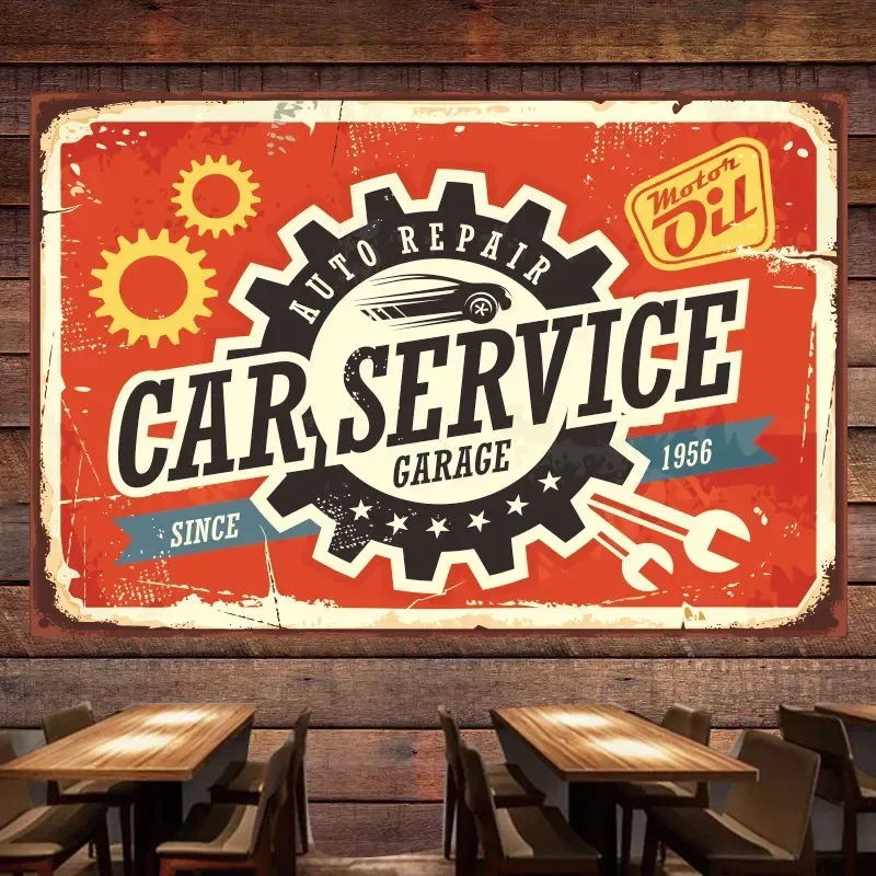 CAR SERVICE Vintage Poster Wal - Auto Repair Shop Banners recensie en prijs