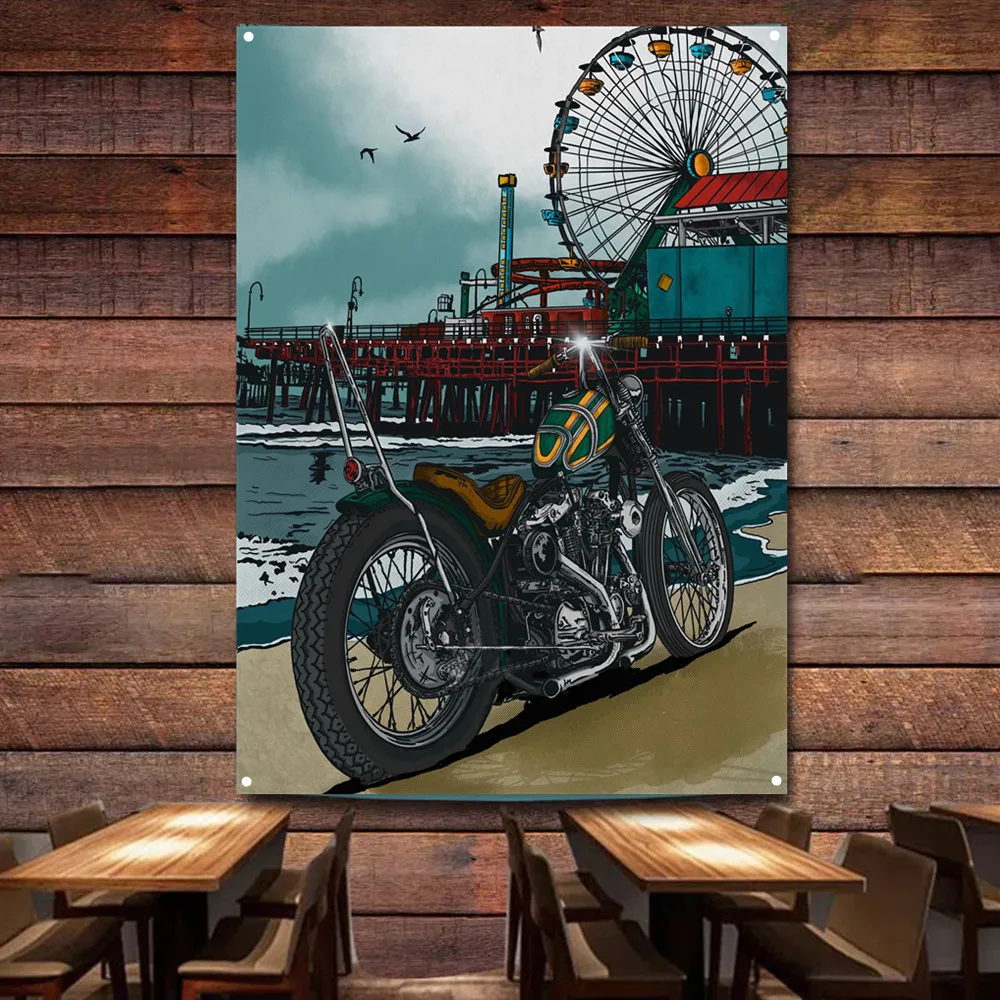 Seaside Motorcycle Art Poster  - Auto Repair Shop Banners recensie en prijs