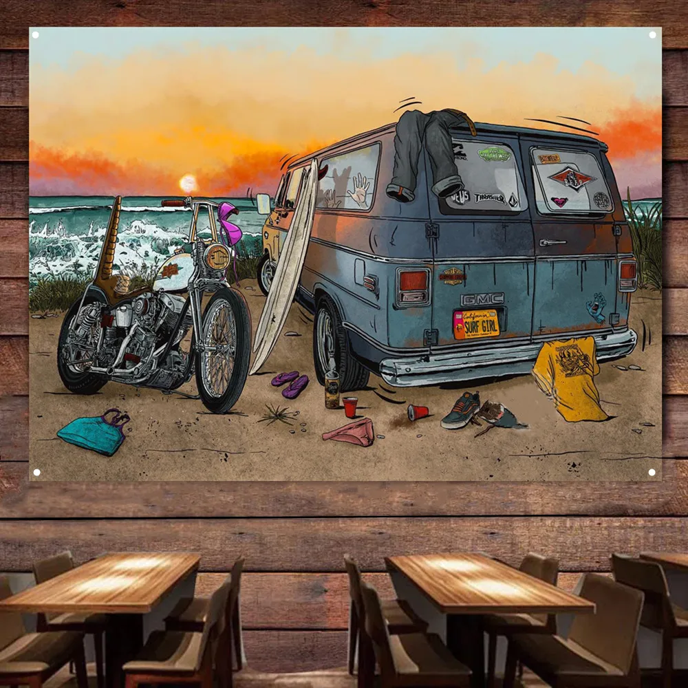 Motorcycle Car Camping Art Pos - Auto Repair Shop Banners recensie en prijs